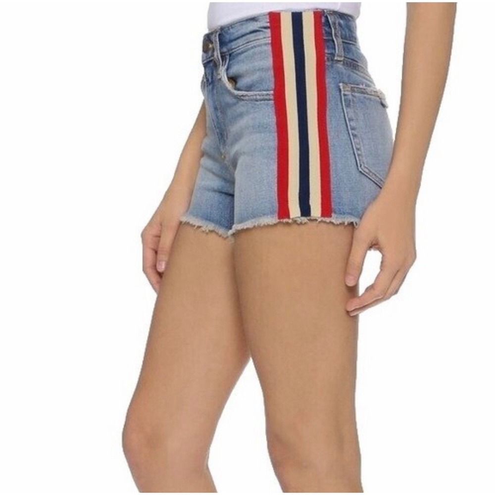 Joe's Jeans Denim‎ Shorts Women W26 Blue Side Stripe Distressed Low Rise